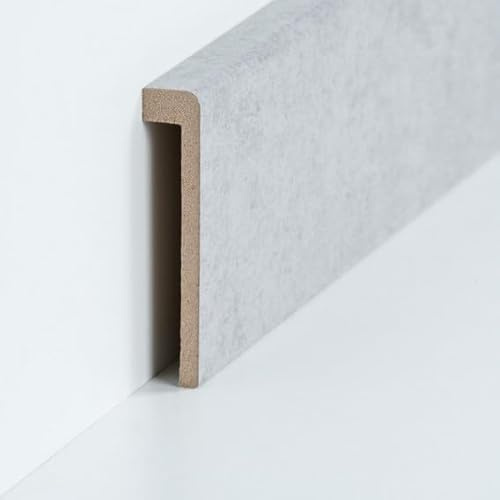 Fliesenabdeckleiste Bis 85 mm Höhe 19 x 96 x 2500 mm MDF-Kern foliert Grau zum Kleben, Schrauben & Nageln Abdeckleiste für Fliesensockel by PROVISTON 2.5 Meter | 1 Stück