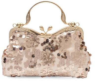 CORIOS Kvällsväska med paljetter för dam sammet koppling liten kedja strass handväska glittrande elegant axelväska brudväska retro axelväska messengerväskor, Champagne A, L, Retro