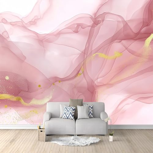Fotomural 300 x 210 cm Papel pintado tejido no tejido Murales Decoración Tinta De Alcohol Abstracta Sala Cuarto Oficina Pared Decoración Rosa Moderna Fondo De Pantalla Murales