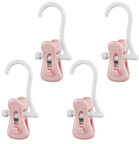 Grucce Pantaloni, Grucce con Pinze Appendiabiti, Grucce Appendiabiti Clip, Gruce Gonne, Appendini per Pantaloni Salvaspazio, Adatto per Pantaloni, Gonne, Sciarpe, Asciugamani (4 Pezzi, Rosa)