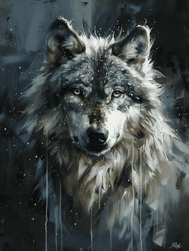 AYAOYANGGO 11CT Kreuzstich Set Wolf Tier Diy-Kreuzstich-Sets Für Erwachsene Mit Nadeln，Scheren-Einfädler，Vordruck Für Die Wanddekoration Zu Hause 80x100cm