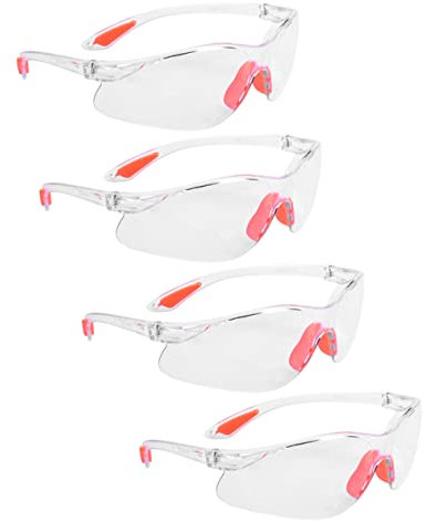 EXAOMBLE Gafas De Seguridad Transparentes, 4 Piezas Reforzadas Antirayaduras, Protección Para Hombre y Mujer, Gafas Laborales Para Construcción y Ciclismo