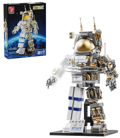 TYCOLE Set Costruzione Spaziale Astronauta con Base Display, Giocattolo Creativo per Bambini e Bambine 6+ Anni, Regalo Compleanno Natale, Modellino Spazio per Decorazione, 860 Pezzi