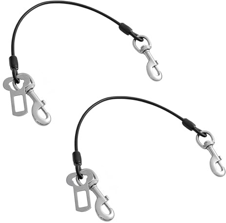 2 cinture di sicurezza per cani per auto, resistenti, con doppie fibbie e serrature, anti-groviglio e anti-morso, clip per cintura di sicurezza per cani, per addestramento e viaggi in veicoli