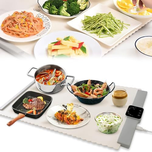 Vestro al riscaldamento elettrico in silicone - piastra calda e tagliere pieghevoli con timer, controllo del touch, potenza da 300 W - caldo alimentare più caldo per cene, bevande, feste e viaggi