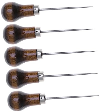 Housoutil 5pezzi Punteruolo in Legno Punteruoli per Cucire Strumenti per Riparare La Pelle Punteruolo per Graffiare La Pelle Legno Pratico per Cucire e