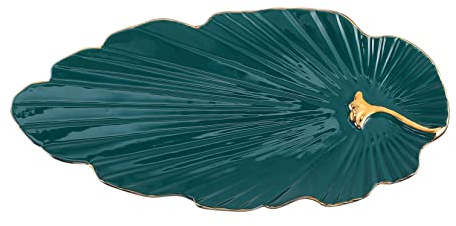 Ipetboom Plateau Céramique Décoratif pour Sushi et Bijoux Support Antidérapant Assiette Plate Verte pour Rangement et