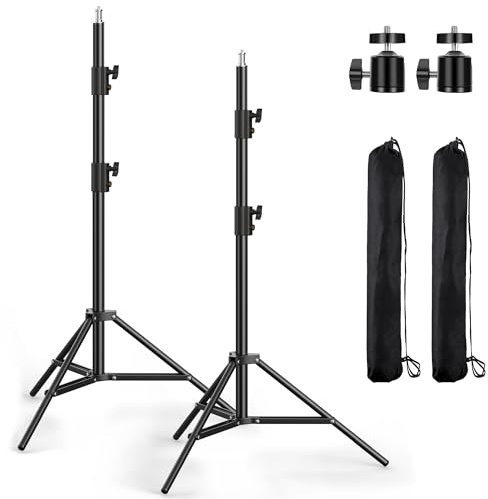 Photography Light Stand, 110/9.2ft/280cm Portable Reverse Folding Tripod with Travel Bag Aluminum Heavy Duty for Camera,Video,Softboxes,Umbrell,Wedding Outdoor Video Shooting （2 Pack）
