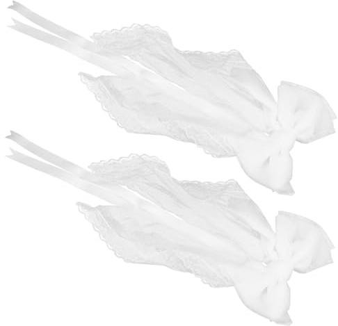 POPETPOP 2 Piezas Cinta para Cortinas con Lazo de Encaje Blanco Pequeño Sujetapuertas Ligero y Resistente para Decoración de Habitaciones Accesorio Nórdico para Bodas y Hogar