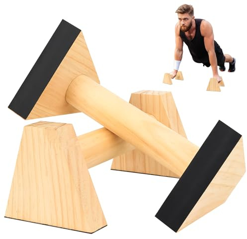1 Paire Parallettes Calisthenics, Barres Parallèles en Bois, Push up Bars, Fitness Barre Dips, Barre Parallèles, Poignées de Pompes para Gymnastique Entraînement Callisthénie Intérieur Extérieur