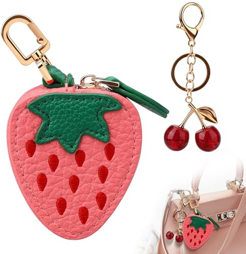 Erdbeer Coin Purse,Niedlicher Schlüsselanhänger Tasche,Mini Geldbörse Damen