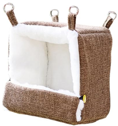Fonowx Nid d'Oiseau Maison de Repos Hamac Chauffant Suspendu Chauffage USB Douillette Peluche Convient aux Petits Animaux Oiseaux Cage Maison Intérieure, Brun