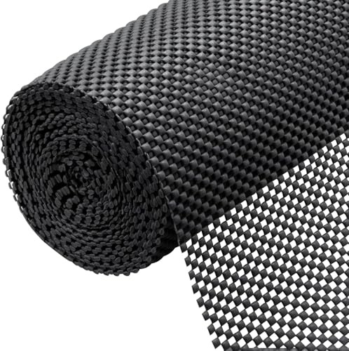 KAHEIGN Tappetino Antiscivolo Multiuso, 40CM x 600CM Tappetino Antiscivolo in PVC per Moquette Tappetinos per Cuscino da Pavimento Impermeabile per Casa Ufficio Automobili Cucina Bagno (Nero)