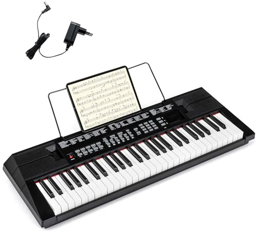 GOPLUS Teclado de Piano Electrónico de 54 Teclas con 200 Sonidos | Piano Digital para Principiantes con 200 Ritmos, 60 Demo, Atril y Kit de Teclado Electrónico Didáctico