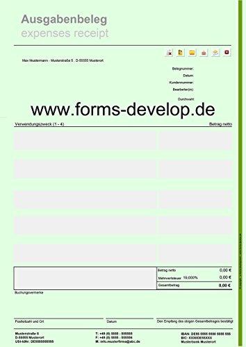 Ausgabebeleg, Kassenbeleg, Bescheinigung, PDF A4-H Standard
