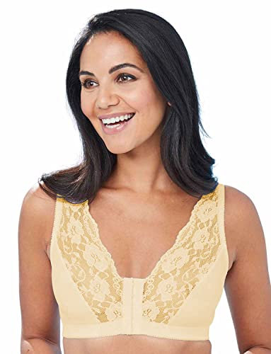 Eden House Ladies Cotton Lace Front Fastening Magic Bra Cream 18