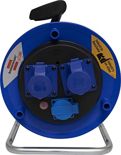 Avvolgicavo Professionale Senza Cavo Brennenstuhl |1 presa Schuko e 2 prese CEE 3 poli 230V/16A Autochiudenti | Serie Garant ST CEE2 - IP44