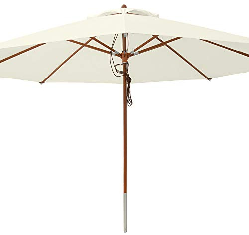 anndora® Sonnenschirm Marktschirm Gastronomie ø 4 m rund - mit Winddach Natural