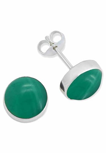 Ohrstecker 925 Silber grüner Onyx Stein Edelstein Ohrringe echt Silber Damen Sterling Silber Stecker Geschenk(MOS-059-14)