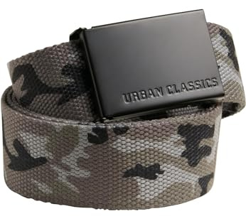 Urban Classics Canvas Belt, Grey Camo/Black, One Size