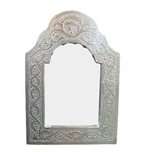 Saharashop Orientalischer Spiegel Silber-Leder mini 27 x 18 cm