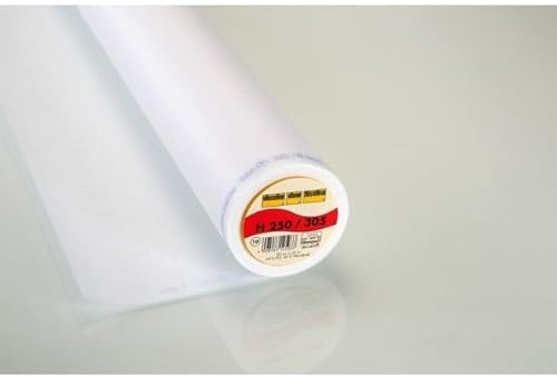 Bügeleinlage H 250 fixierbare Vlieseinlage aus Synthesefaser-Mix, mittelschwer, stabil, für Form-Bünde und -Gürtel, Bastelarbeiten (0,90 x 5 m)
