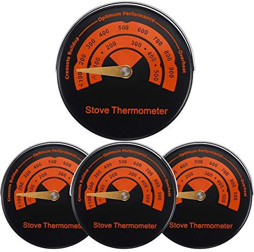 Magnetic Stove Thermometer Wood Burner Top Thermometer Stove Temperature Meter Stove Flue Pipe Thermometer Fireplace Accessories for Avoiding Stove Fan Damaged by Overheating (4)