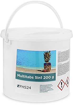 FHS24 MultiTabs 200g Chlor 5 in 1 Multifunktionstabletten 5 kg Reinigung Multitabs Poolreinigung