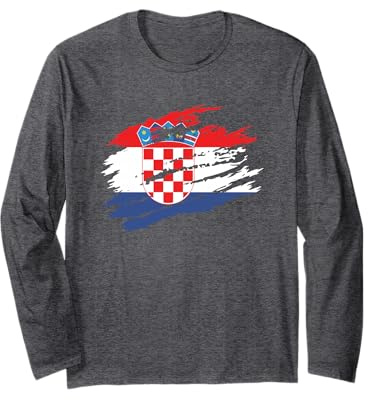 Kroatische Flagge Kroatien Fußball Handball Basketball Langarmshirt