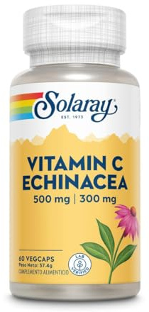 SOLARAY Vitamin C Echinacea, 500Mg C & 300Mg Equinácea, 60 Vegcaps, 200 G