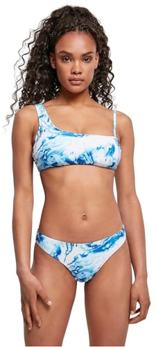 Urban Classics Bikiniset för kvinnor tvådelad baddräkt med assymetrisk överdel, damer asymmetrisk tank top bikini, storlekar XS – XL, Ocean White, M