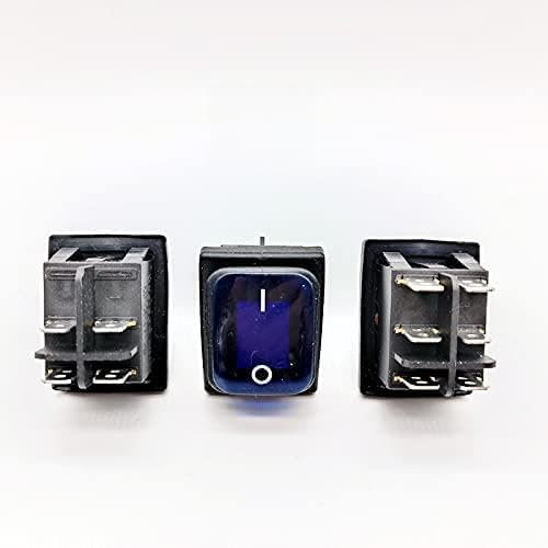 DLRSET Professionnel Interrupteurs à Bascule, Interrupteur à Bascule Robuste de 1 pcs KCD4 16A / 250V AC 2 Position on/Off 4Pin / 6pin DPST IP67 étanche imperméable T85 avec LED 12V 220V