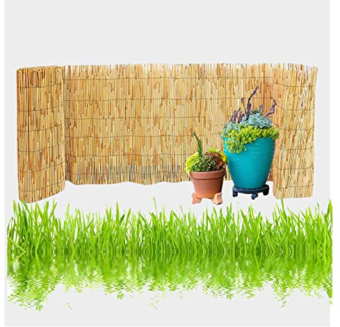 Recinzione di schermatura a Lamella Naturale Decorativa,Rotolo di schermatura a Lamella di bambù Schermatura del Giardino Resistente alle intemperie，Protezione della Privacy Rinforzata