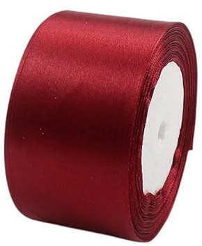 POPOYU Cinta de Satén 50mm x 23m Burdeos Seda Raso - Rollo de Cinta de Raso Satén para Decoración Boda Cumpleaños Fiesta - Manualidades y Complementos el Pelo Coser Arte Embalaje de Regalo