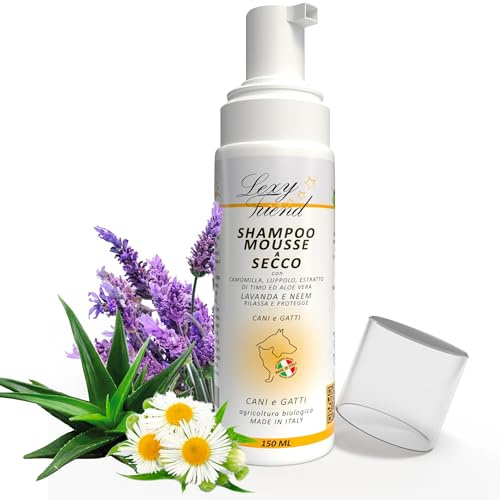 LexyFriend Shampoo a Secco per Cani Profumato Naturale, Shampoo Secco Cani e Gatti Igienizzante 150ml, Pulizia Pelo Cane
