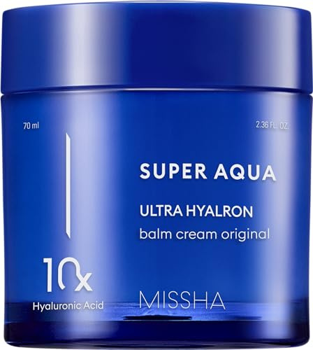 MISSHA Super Aqua Ultra Hyalron Balm Cream, intensive Feuchtigkeit mit Hyaluronsäure, für weiche und strahlende Haut, nicht-fettende Balsamtextur, 50 ml, 1 Stück