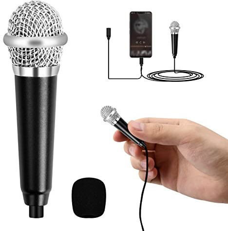 Vesaneae Mini Microphone - Portable Karaoke Vocal Mic With 3.5mm Cable, Ideal for Mobile Phone, Laptop & Notebook