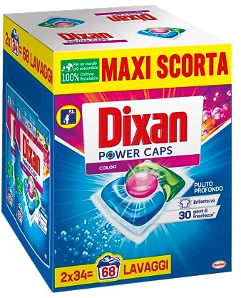 Dixan Power Caps Color Waschmittel in Kapseln, 2 x 34 Waschgänge