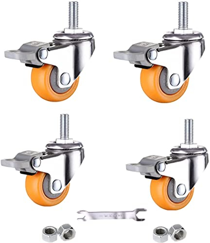 ACiyD Rollensockel, Trolley-Lenkrolle, bewegliche Rolle, leiser Schwenkschaft, 1,5-Zoll-Nylon-Lenkrollen-Set mit 4 Stück, für Möbel, Schrank, Blumenständer (38 mm/M8, drehbar x4) (Bremse X4 38 mm/M8)