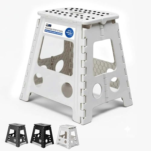 MY DIY Folding Step Stool 15 Inch (40cm) Lightweight Heavy Duty Strong Plastic Stool For Kids & Adults With Easy Carry Handle 150KG Weight Capacity Portable Footstool