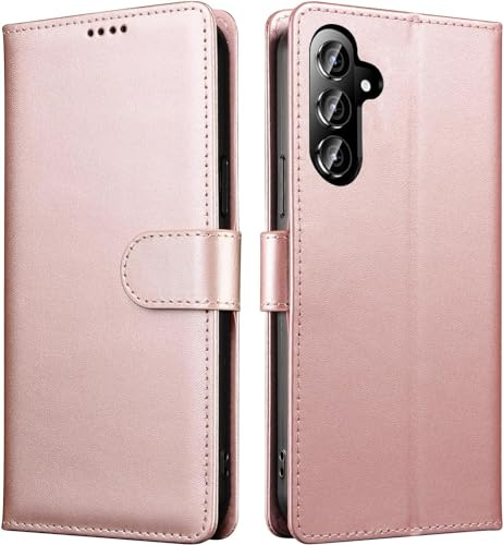 AMAZE!UK A24 case Compatible With Samsung Galaxy A24 Phone Case Leather Flip Protective Wallet Style Kickstand Magnetic Schockproof Cover Rose Gold