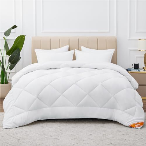 Aisbo Couette 200x220 Chuad Hiver - Couette 2 Personnes pour Lit 140x190/160x200 450g/m² Douce, Edredon 200 x 220 Très Chaude Matelassée Losangé avec 6 Bandes Pratiques, Entretien Facile