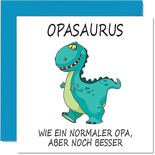 Stuff4 Lustige Geburtstagskarten für Opa, Opasaurus | Witzige Happy Birthday-Karte von Enkel-Enkelin, Geburtstagsgeschenke, 145 mm x 145 mm große Vatertags-Grußkarten