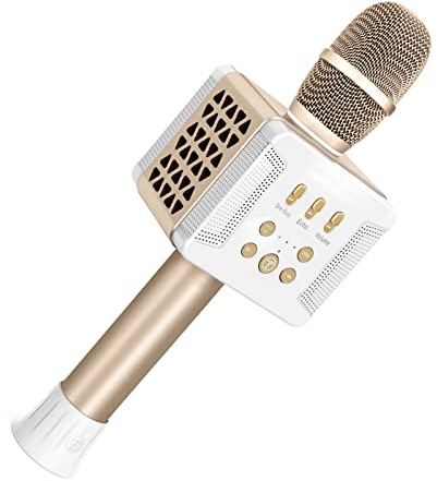 TOSING 016 Micro Karaoké sans Fil 20W Haut-Parleur Bluetooth,Portable KTV Player Mini Home KTV Musique Système de Jeu et de Chant pour Android Smartphone(Champagne Gold)