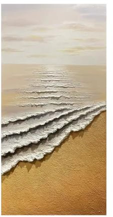 Handgemalte Acrylbilder, Moderne Abstrakte Weiße,Dicke Textur,Wellen,Strandlandschaft,Kunstwerk,Rahmenlose Hand-Ölgemälde Auf Leinwand,Wandkunst Für Wohnzimmer,Schlafzimmer,Büro,Heimdekoration