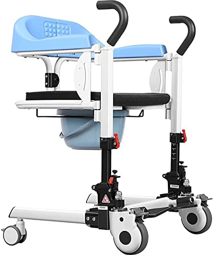 Fauteuil roulant pour patient pour la maison, fauteuil roulant de transport manuel en acier avec siège divisé à 180°, chaise percée de chevet avec plateau de lit, aide aux patients infirmiers