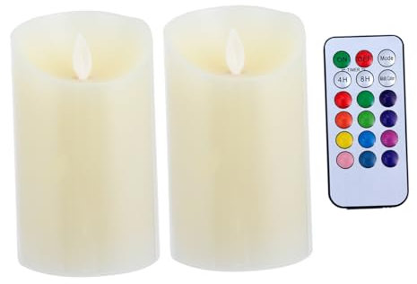 DOITOOL 2stücke Flackerlichte Flammenlose Elektronische Kerzen Mit Fernbedienung Für Hochzeiten Partys Und Festliche Anlässe Sicher Wachstropfen Batteriebetrieben Buntes Licht