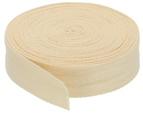 PATIKIL Baumwollband Baumwolle Gurtband 30mm x 9m, Schrägband Baumwoll Nahtband Köperband Saumband Einfassband Stoffband Webband zum Nähen für DIY Basteln Stricken Verpackungen, Beige