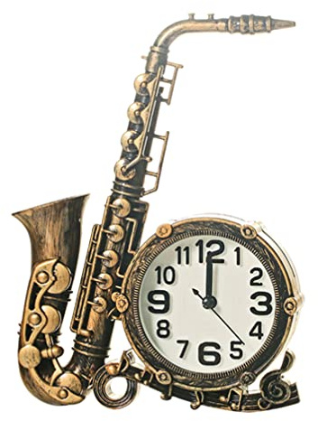 HOLIDYOYO Reloj Despertador Retro Forma De Saxofón Decorativo para Mesilla De Noche para Dormitorio y Oficina Sin Batería Color Aleatorio