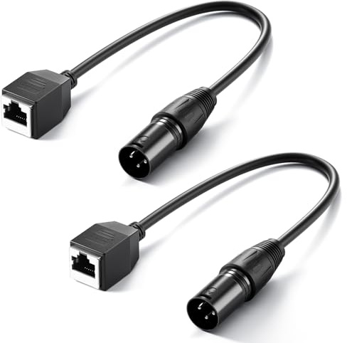 NEEWER Cavo DMX da 3 Pin XLR Maschio a RJ45 Femmina, 2pz, Adattatore da RJ45 a XLR 3 Pin Connettore XLR Solo per Tubo Luce RGB TL60 NEEWER e Controller di Illuminazione Console DMX512, 35cm, NC005